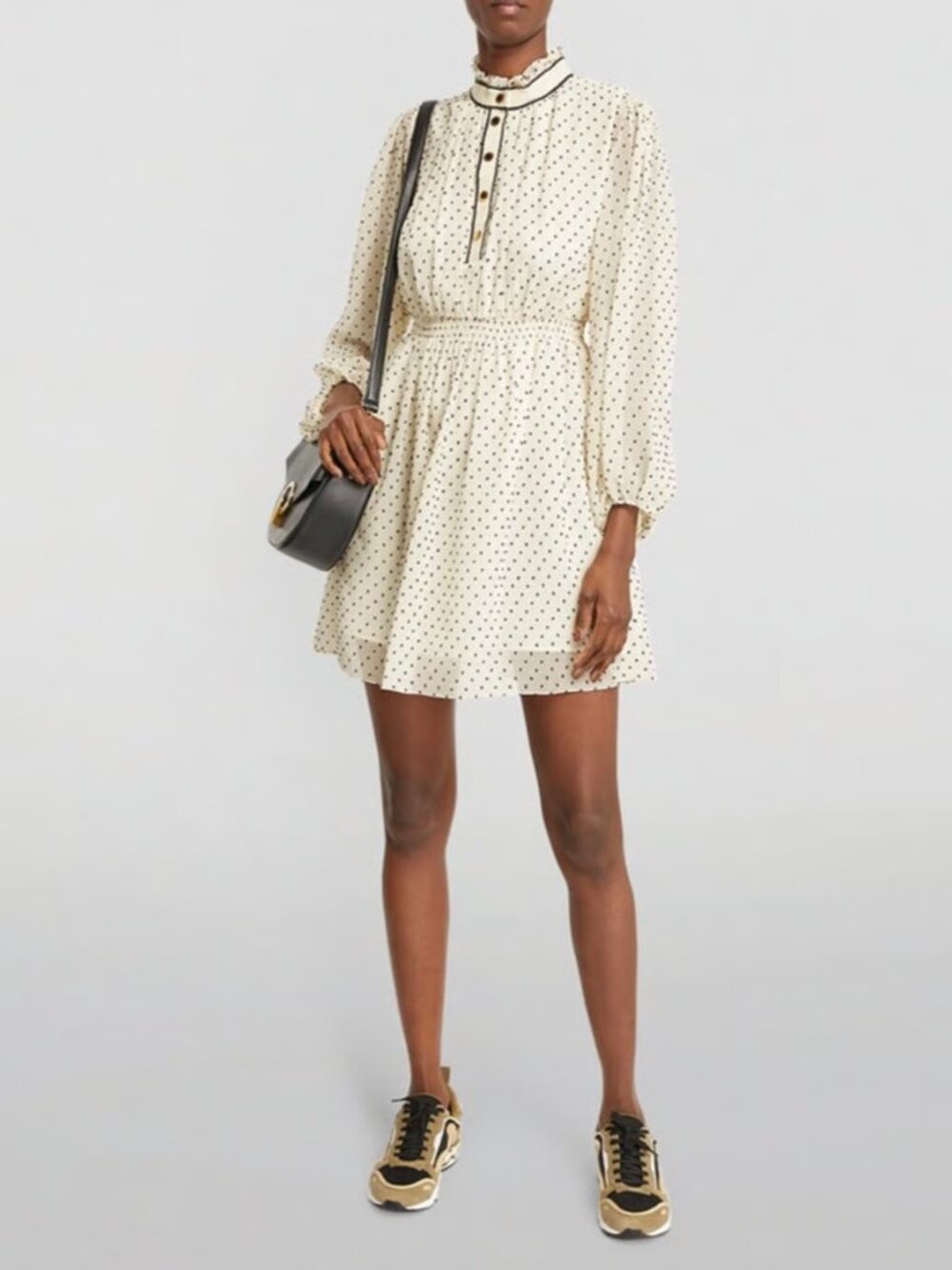 Sandro White/Cream "Rosalie" Polkadot Mini Dress Size 38 (6) NWT